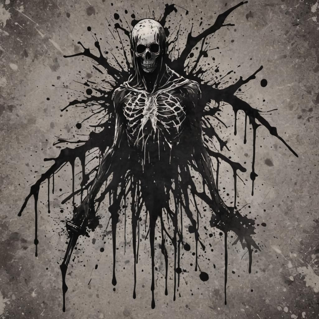 Grimdark Scene in Ink Splatter Art Style