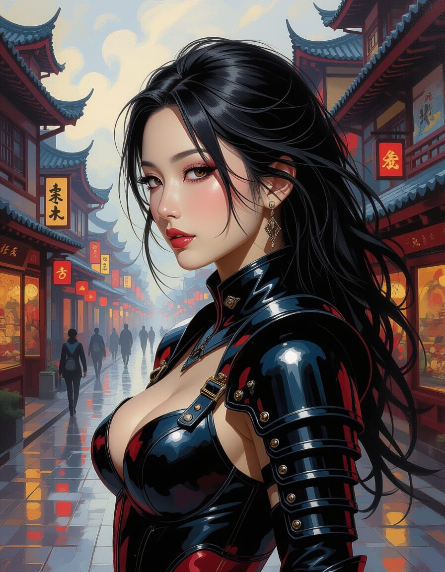 Japanese Rogue Soldier Portrait in Surrealist Style