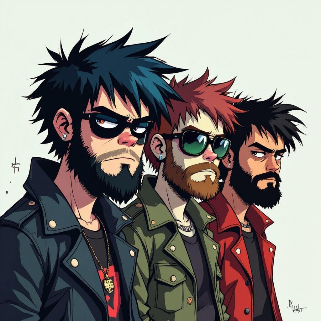 Gorillaz Band Members in Comic Book Style