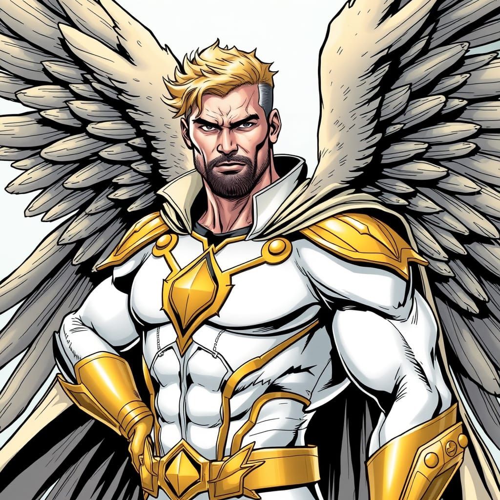 Heroic Aviator in Resplendent Comic Book Style