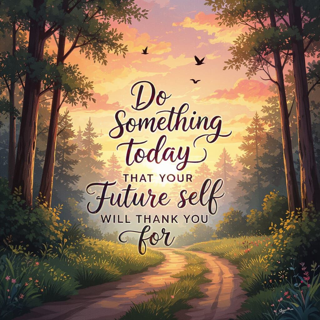 Vibrant Sunrise Forest Path Digital Painting