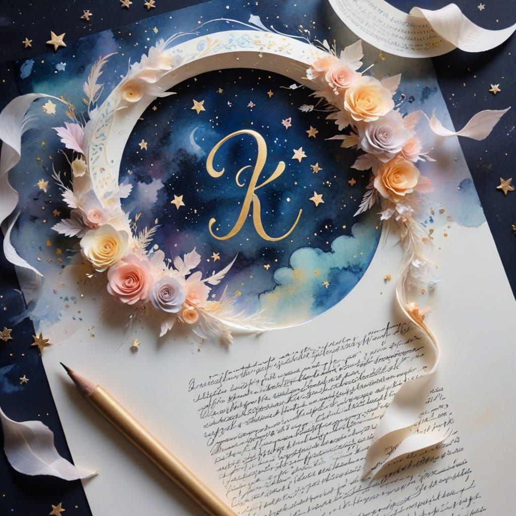 Ethereal Calligraphy in a Dreamy Night Sky