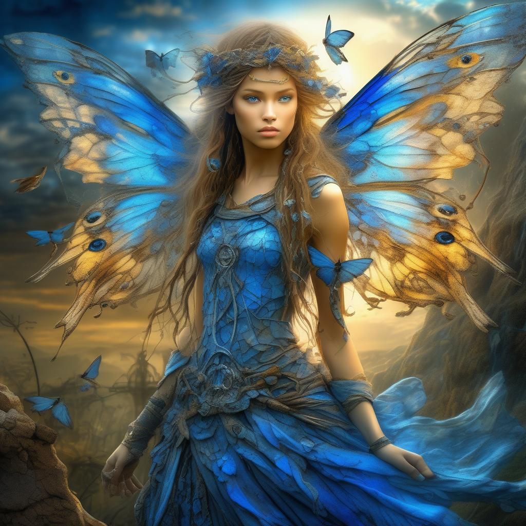 Bluebird Fairy Girl in Fantasy Art Style