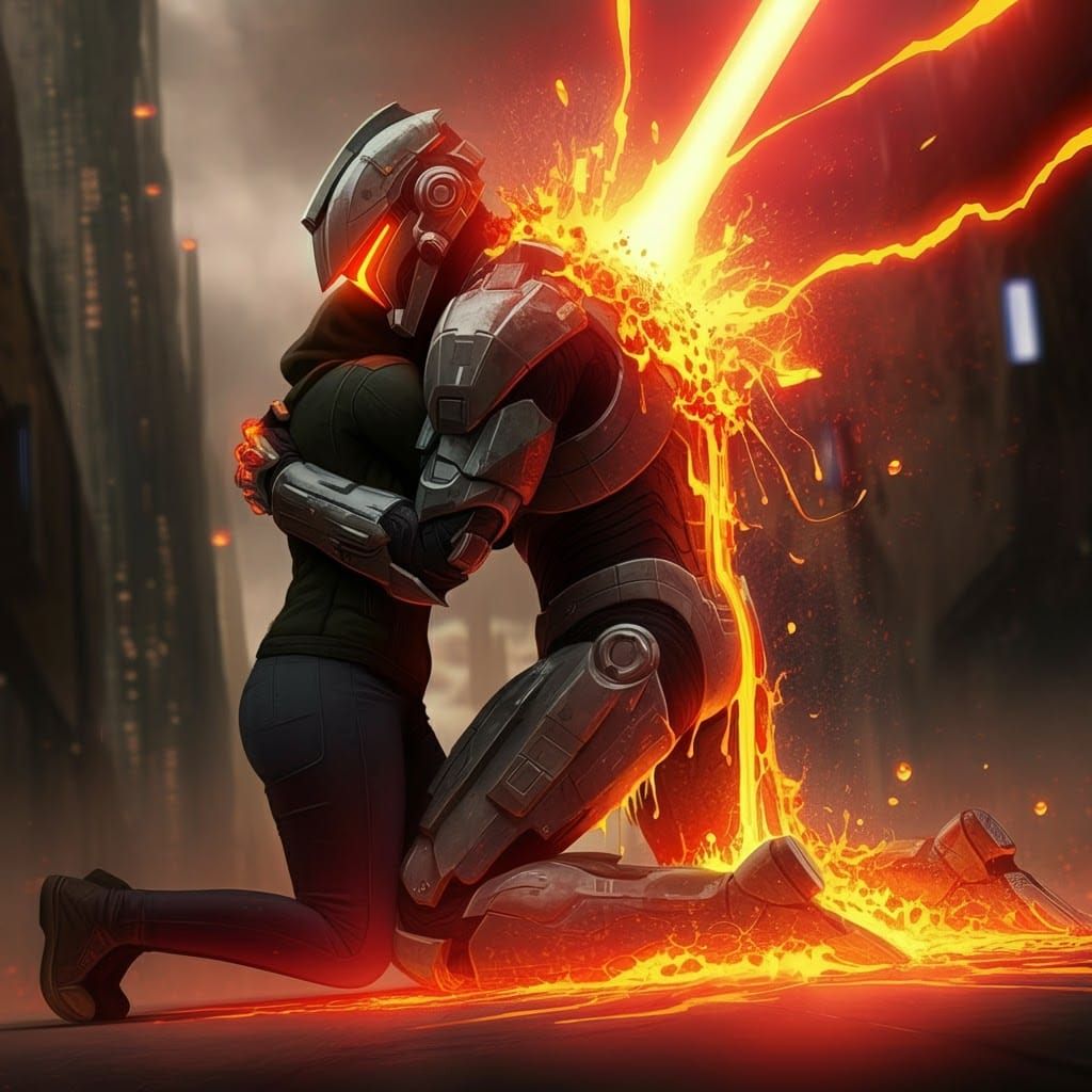 Heroic Sacrifice: Soldier Shielded from Laser Blast