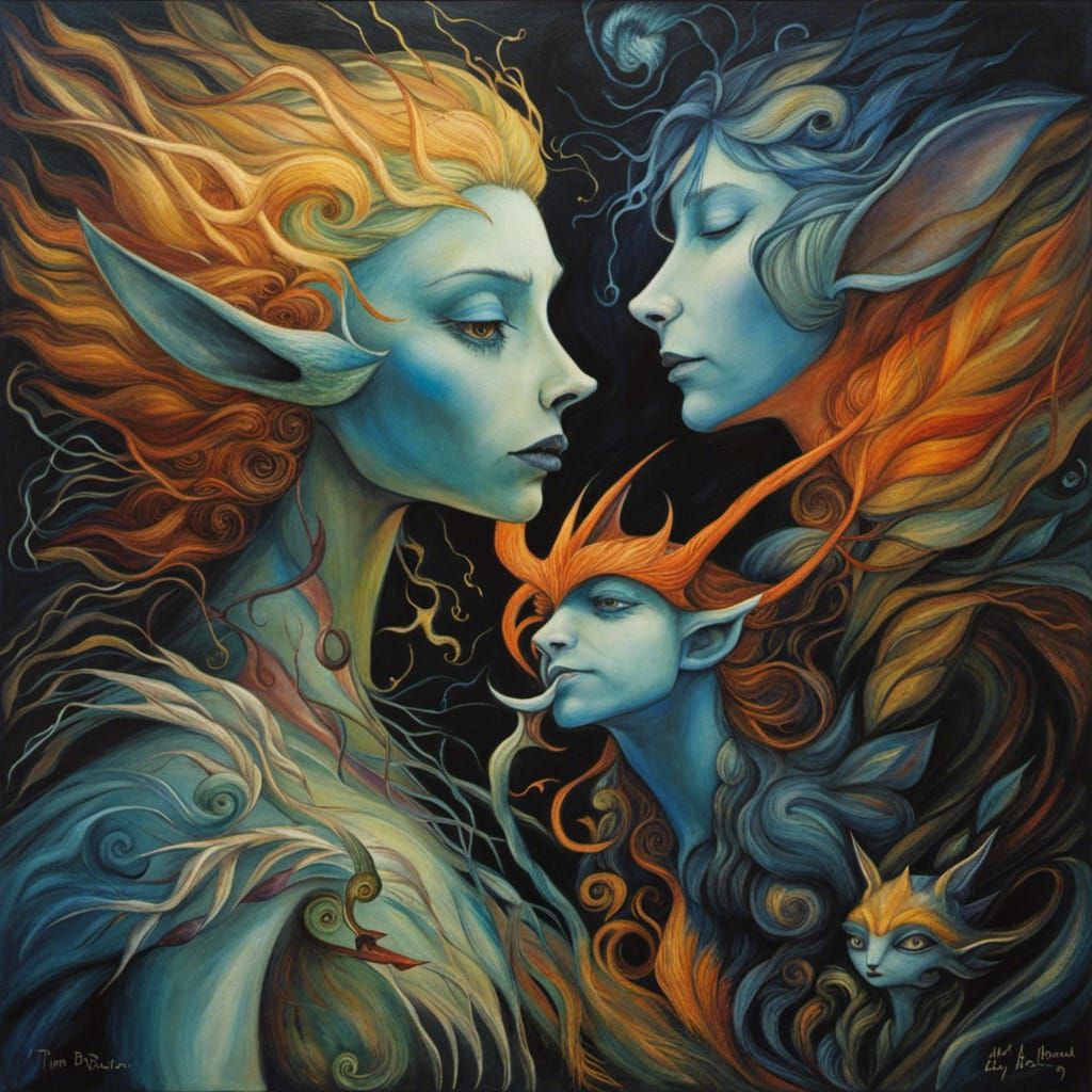 Goblin Couple in Shadow, Fantasy Art Style