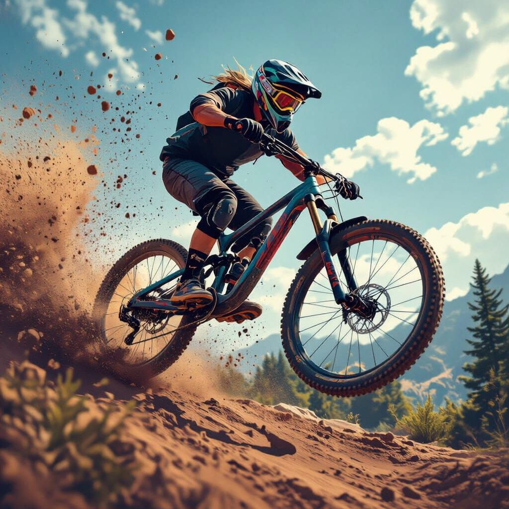 Mountain Bike Soaring: A Digital Painting