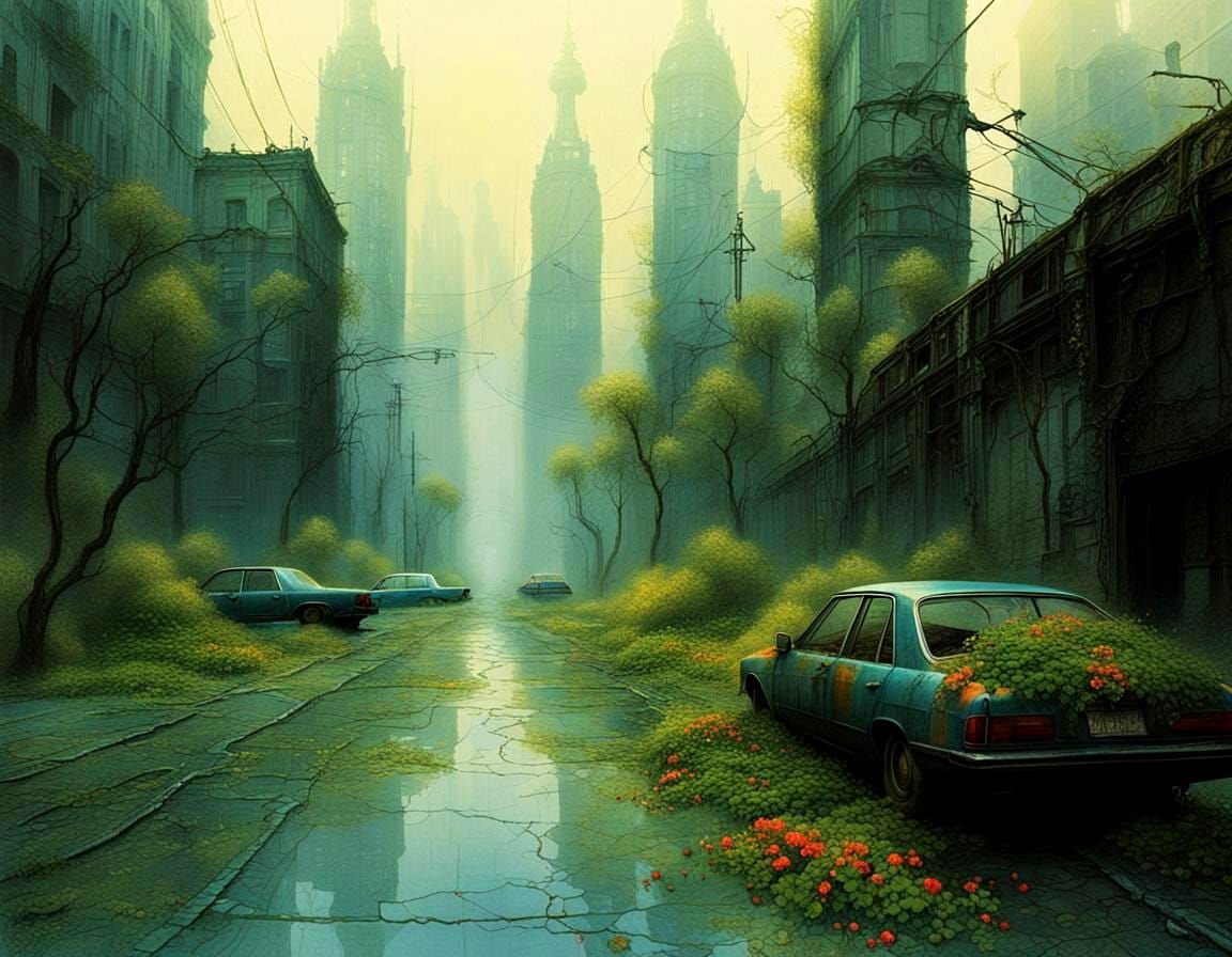 Nature Reclaims a Metropolis: Dreamlike Cityscape