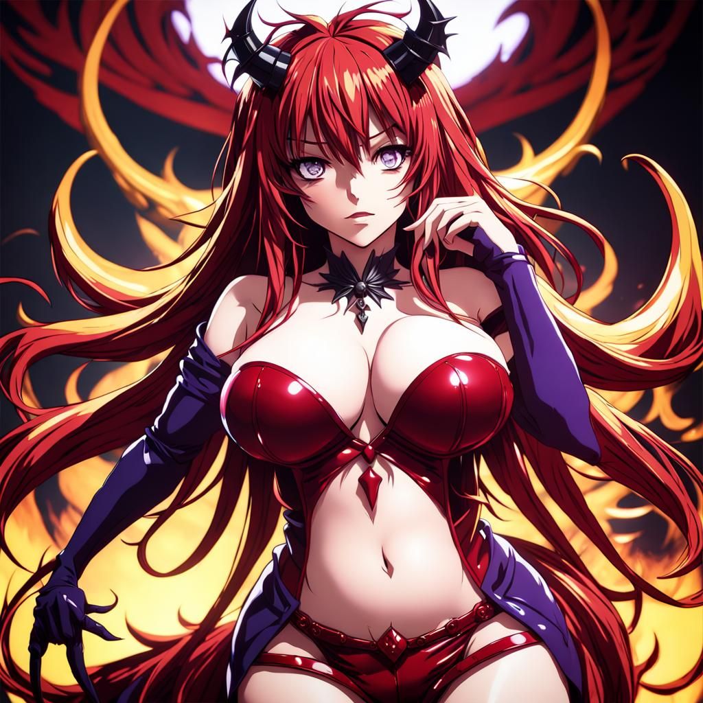 Hyperdetailed Rias Gremory in Dark Fantasy Style
