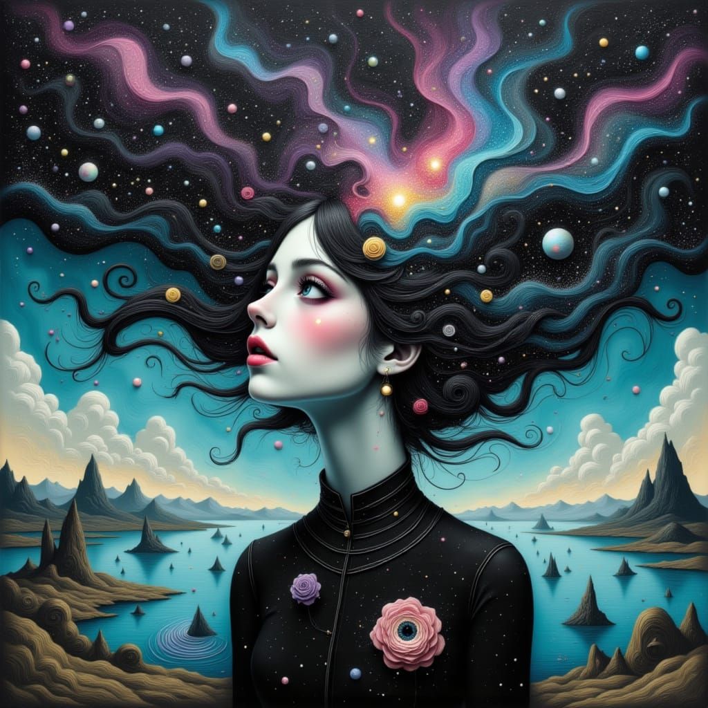 Cosmic Woman of Nebulae and Stardust