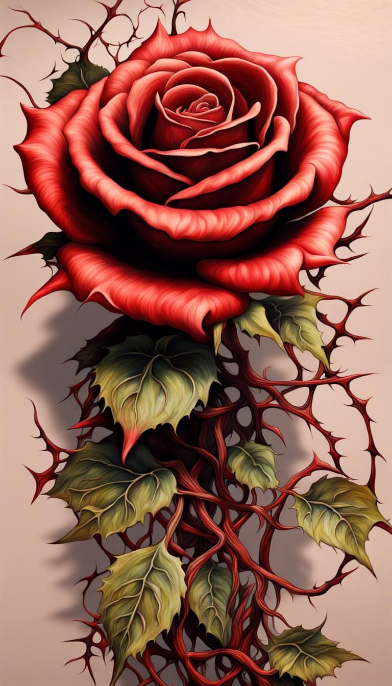 Ominous Vampire Rose with Thorny Vines