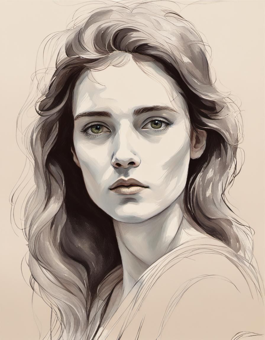 Elegant Woman in Lush Forest: Pre-Raphaelite Painting