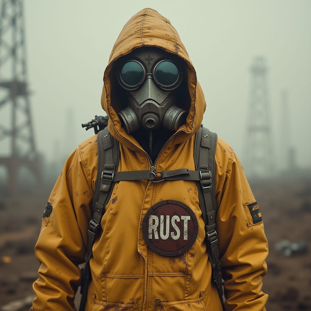 Rust Game Survivor in Hazmat Suit with Circle Emblem