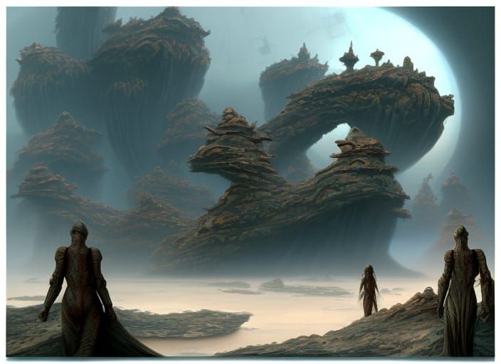 Alien Planet Ruins with Spaceships: Matte Painting