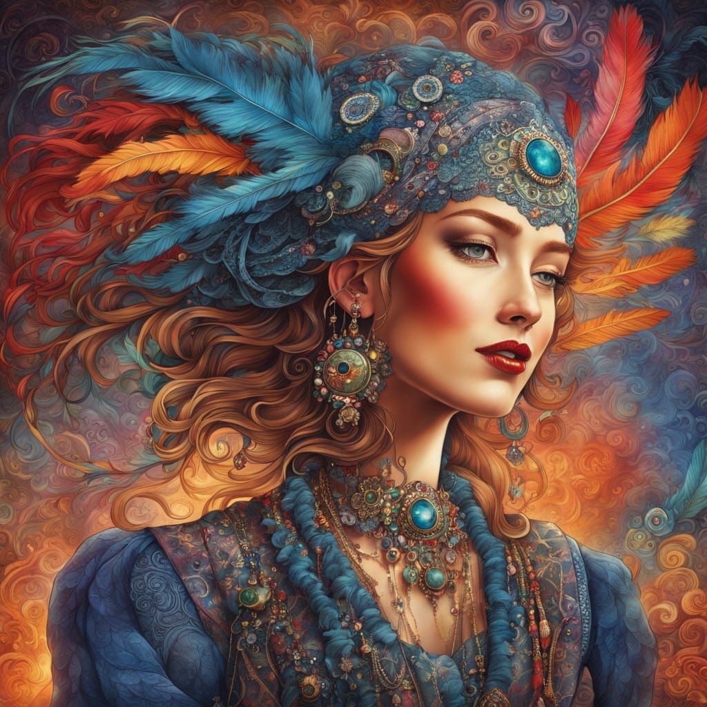 Retro-Gypsy Beauty Shines in Vibrant, Dreamlike Landscape