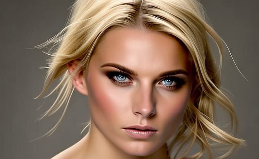 Exquisite Blonde Girl with Angular Face