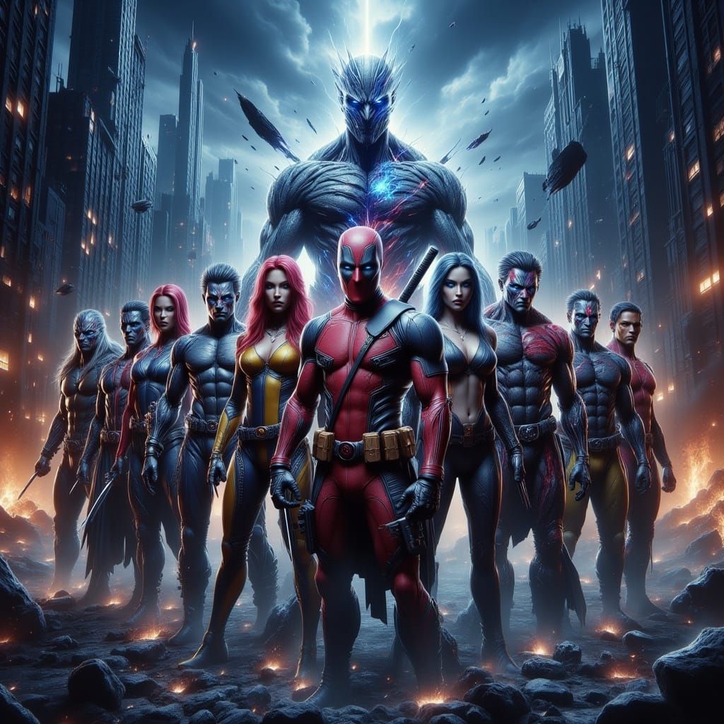 X-Men and Allies in Ruined Cityscape