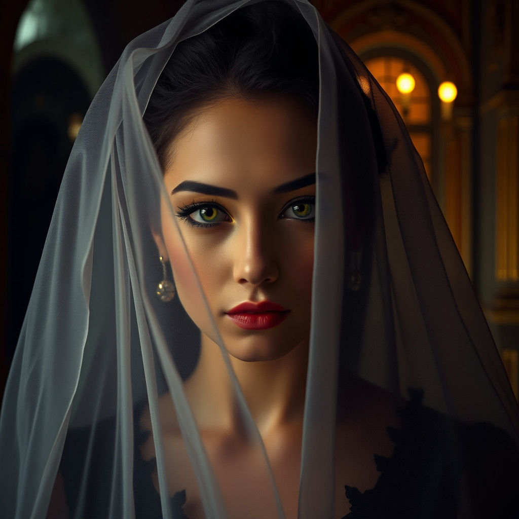 Mysterious Woman in Faded Imperial Grandeur