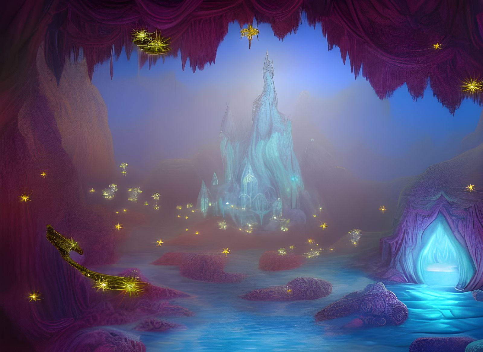 Magical Crystal Cave with Pirate Treasure