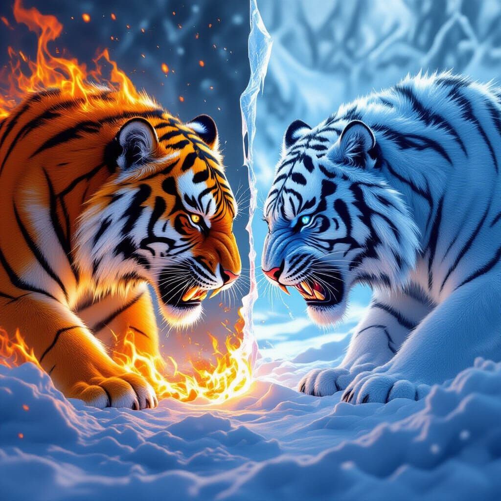 Molten Tiger vs. Ice Tiger in Epic Battle