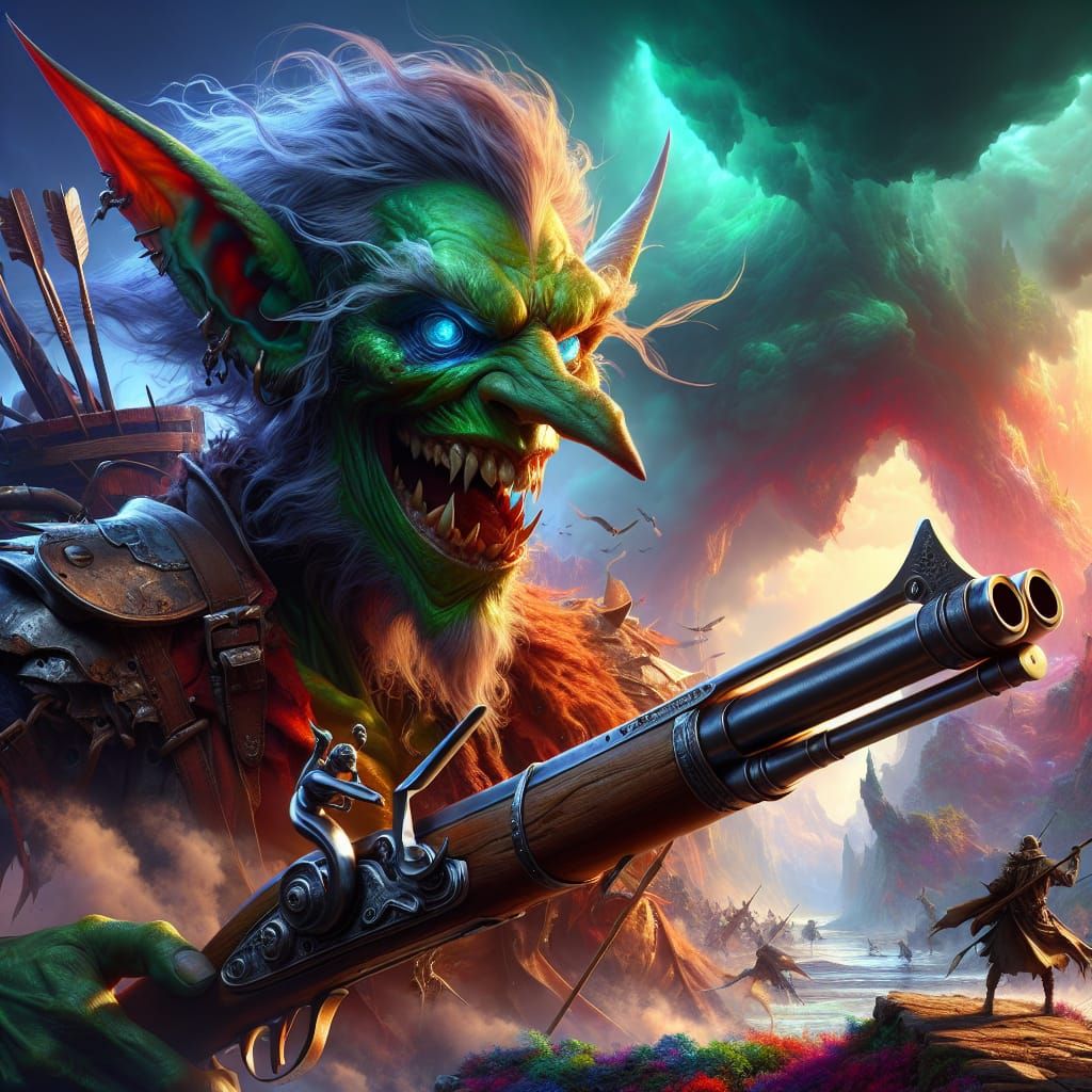 Goblin with Musket in Detailed Matte Painting