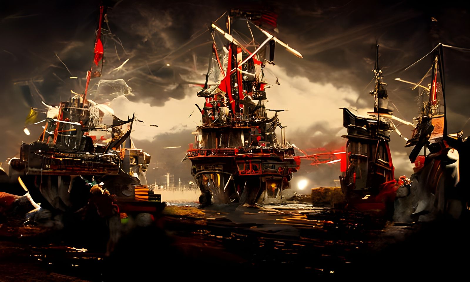 Epic Pirate Ship Battle in Ominous Style