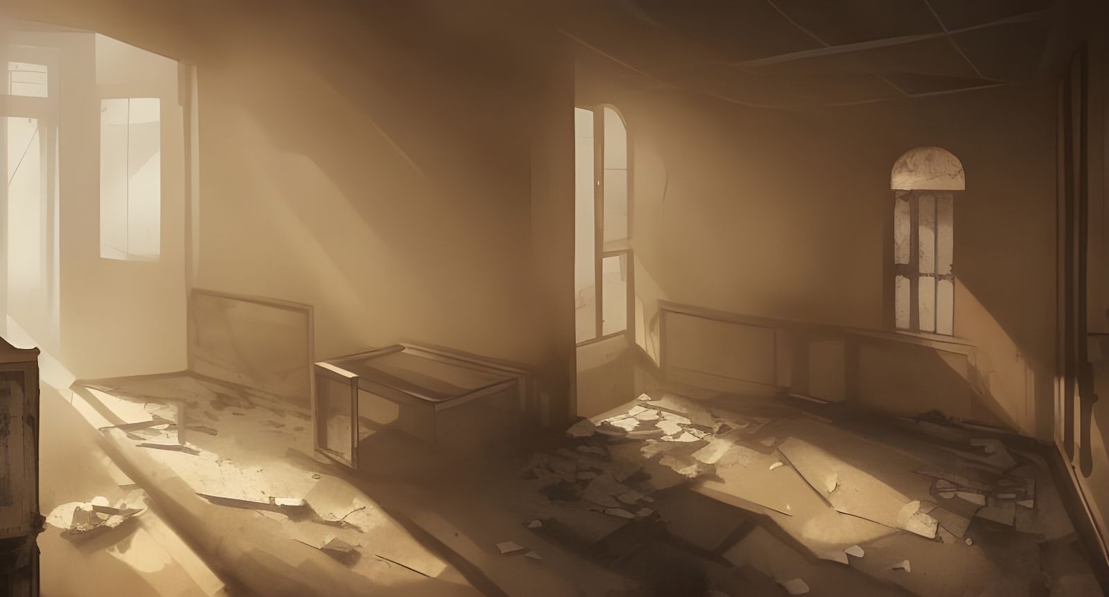 Dusty Interior of Abandoned Building