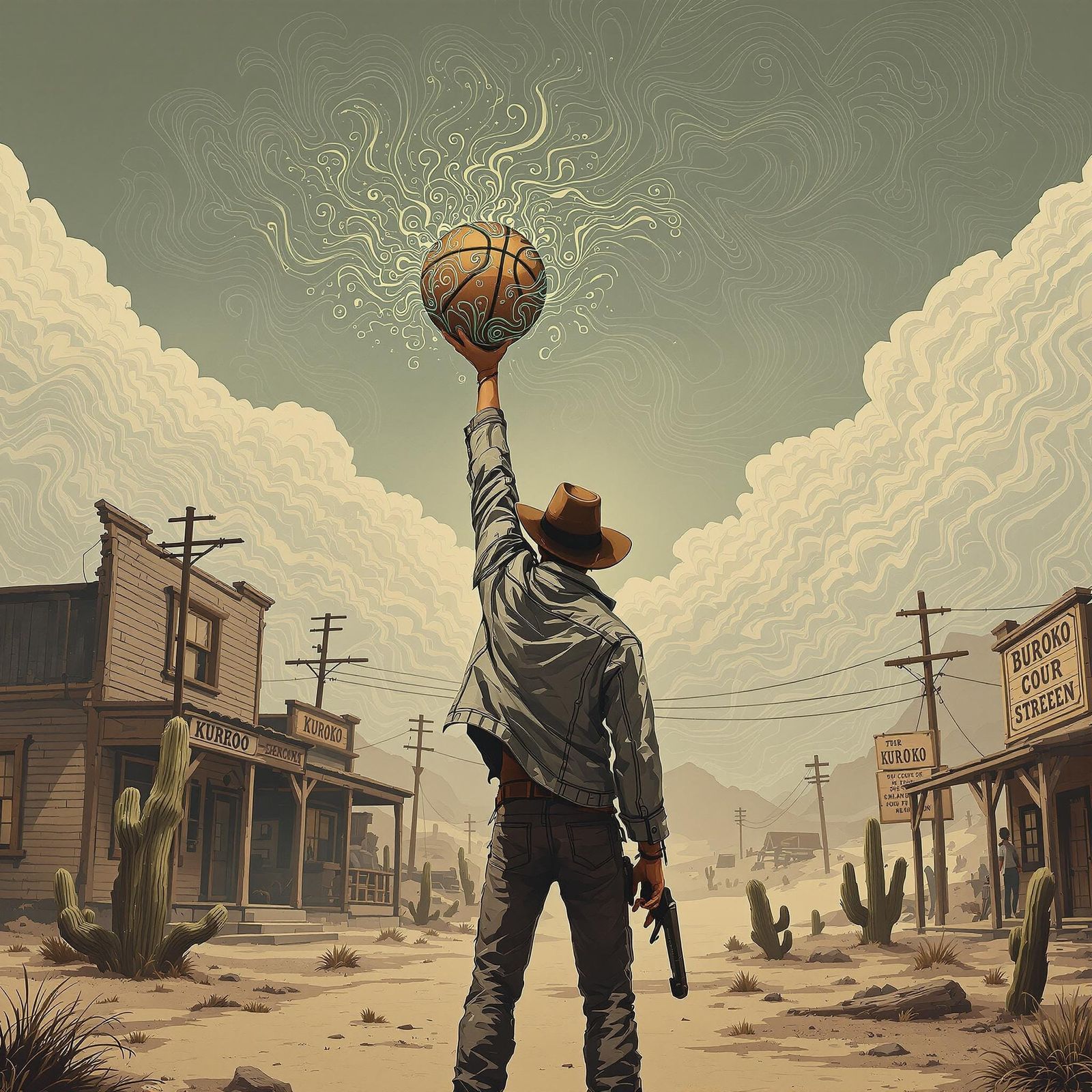 Cyberpunk Basketball Hero Trapped in a Desolate Far-West Tow...