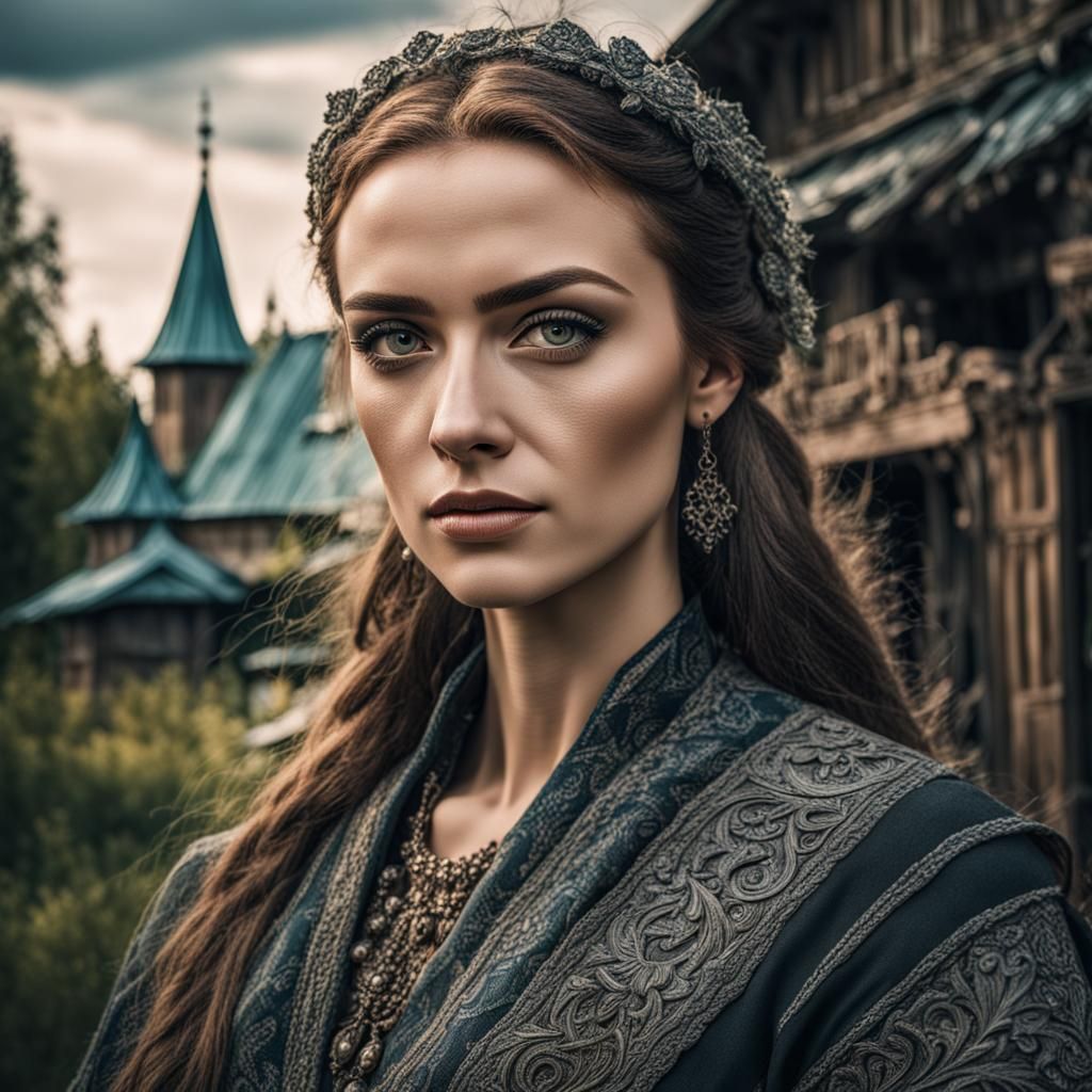 Beautiful Young Slavic Woman in Hyperrealistic Style