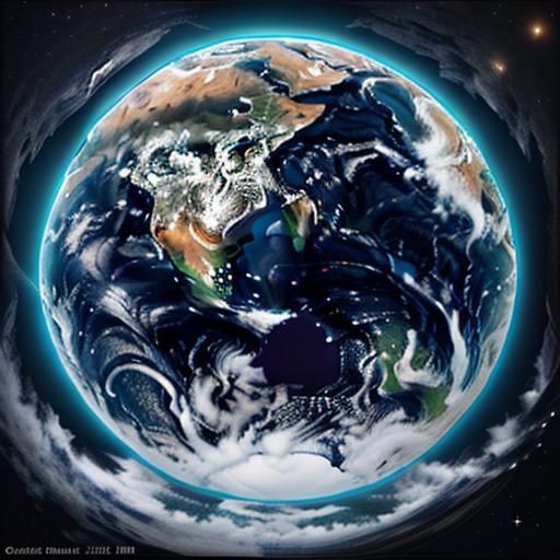 Earth from Space in Oil Painting Style