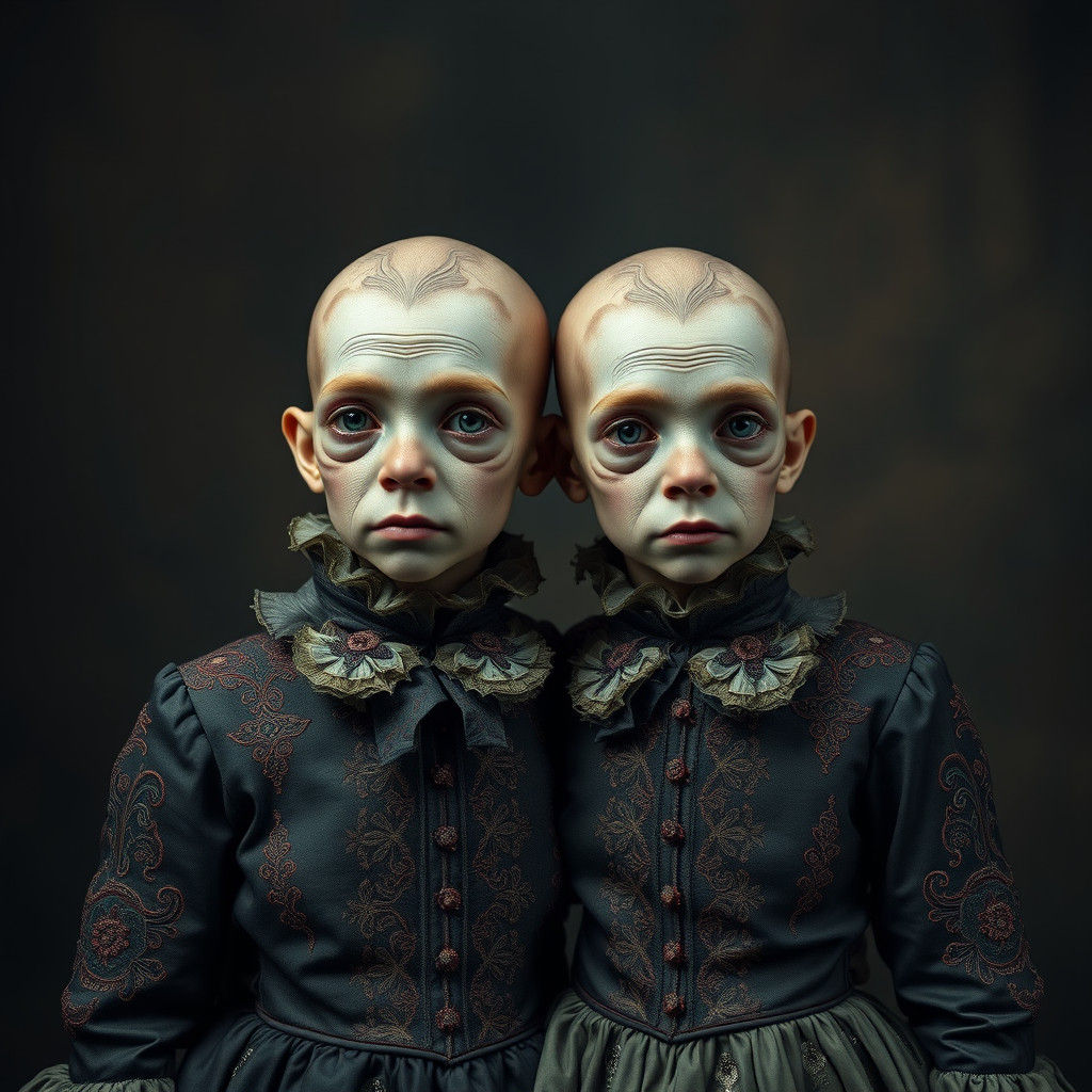 Victorian Siamese Twins in Hyperrealistic Style