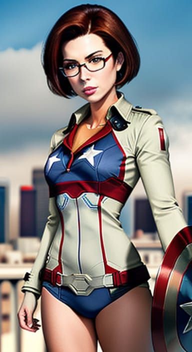 Realistic Portrait of Velma Dinkley in Captain America Trenc...