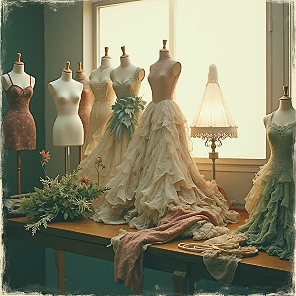 Elegant Fashion Atelier with Silk Fabrics