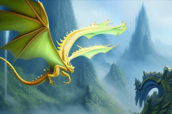 Flying Dragon: Detailed Matte Painting in 8K