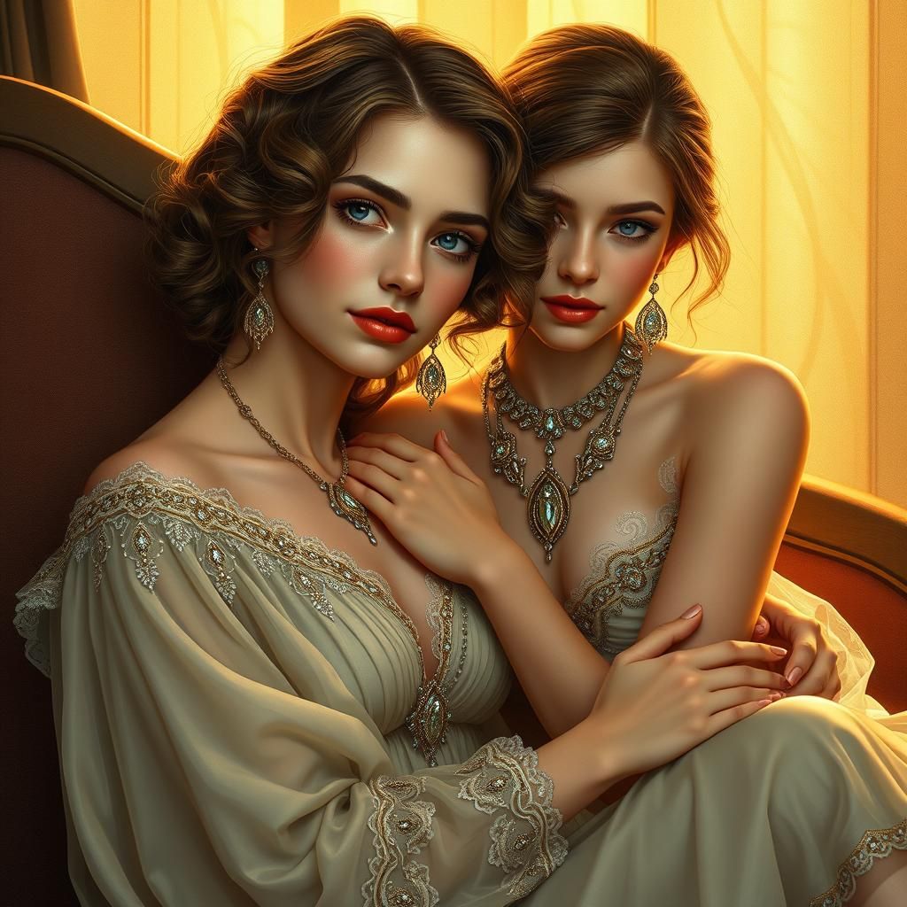 Photorealistic Woman in Art Nouveau Style