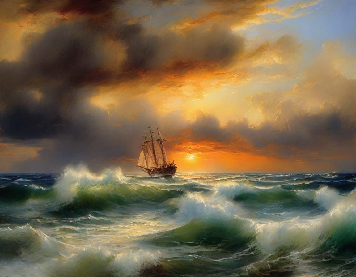 Surreal California Coast at Sunset in Impressionist Style