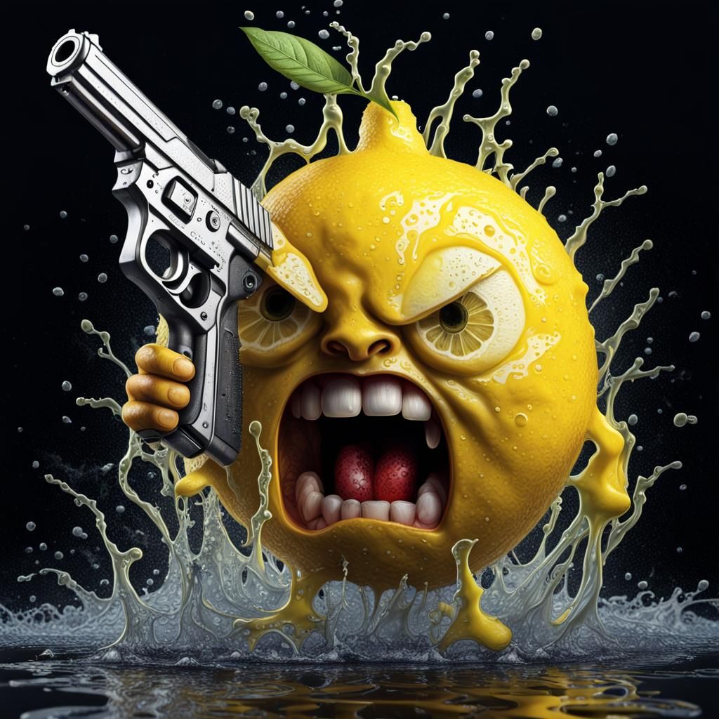 ANGRY LEMON HOLDING GUN