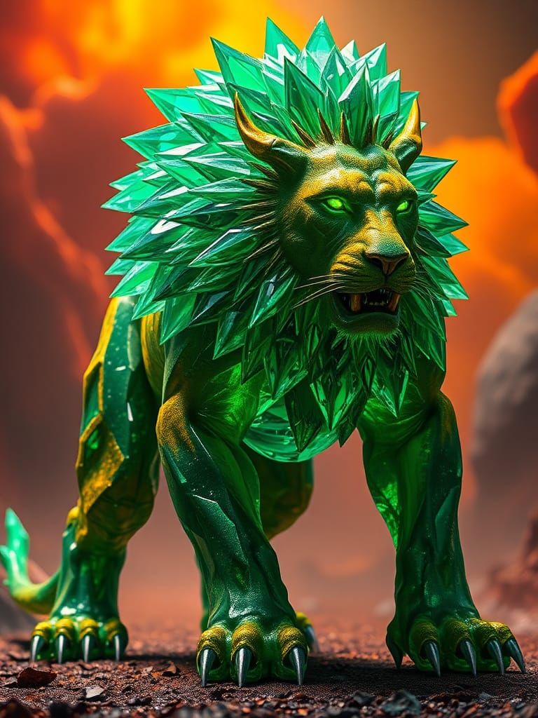 Emerald Lion Hybrid Creature in Ultra-HD Reality Photo