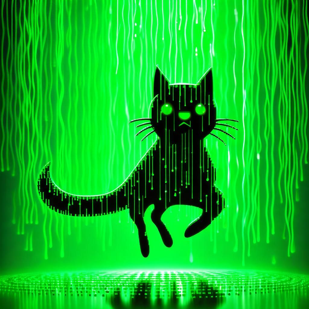 Matrix Cat: Binary Code in Cyberspace