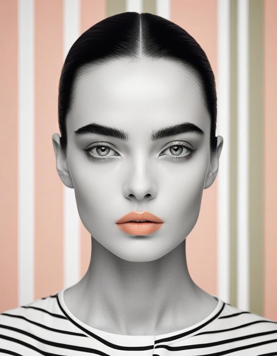 Enigmatic Portrait with Captivating Gaze in Black and White