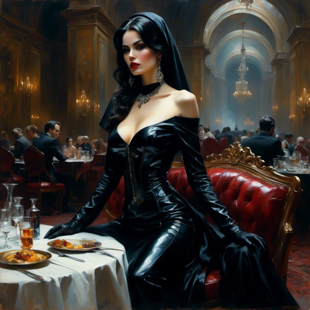 Gothic Futuristic Nun in Noir Style