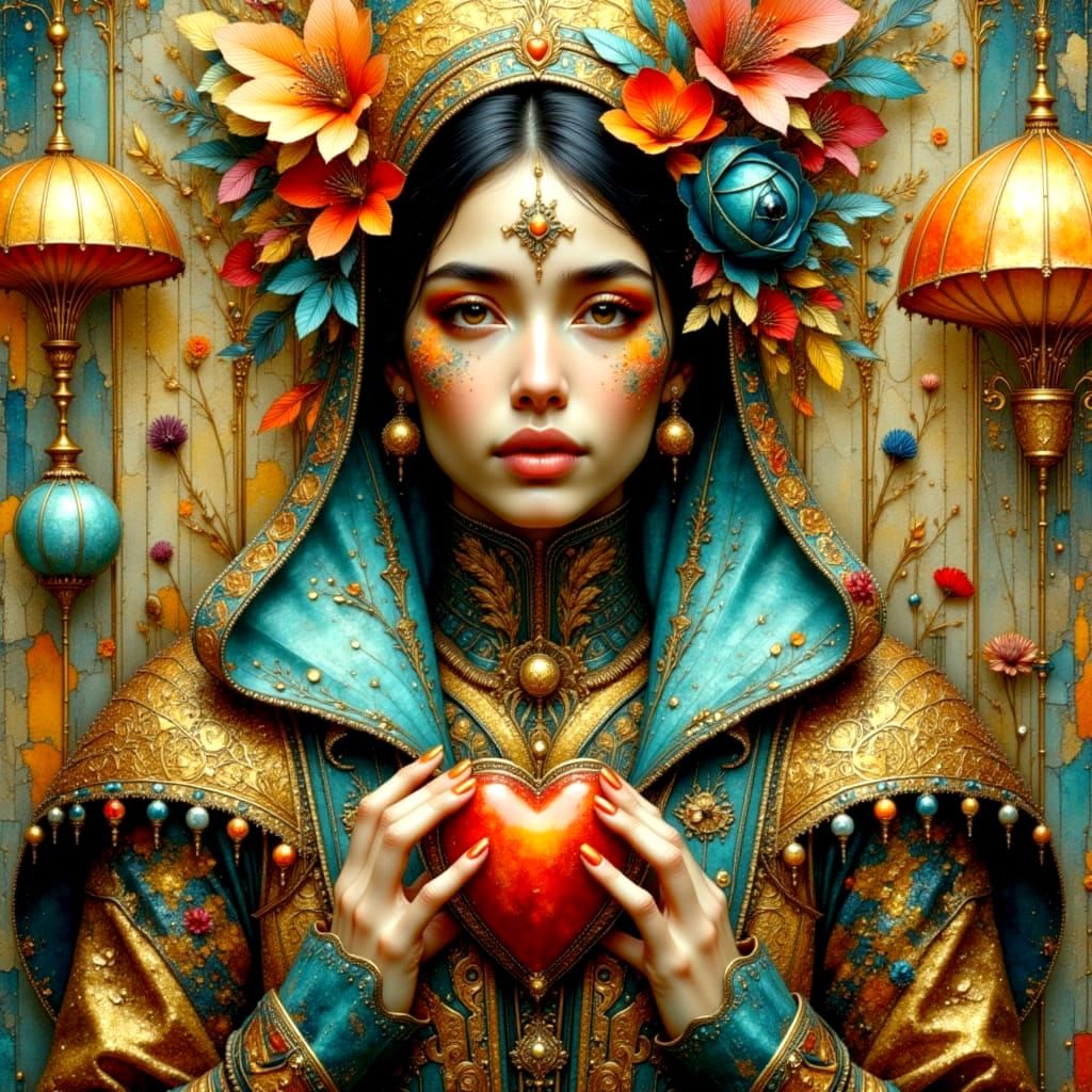 Surreal Golden Treasure Map with Metallic Accents