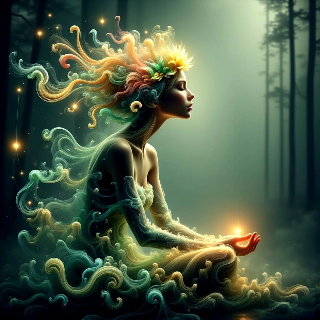 Ethereal Meditation Scene in Digital Art