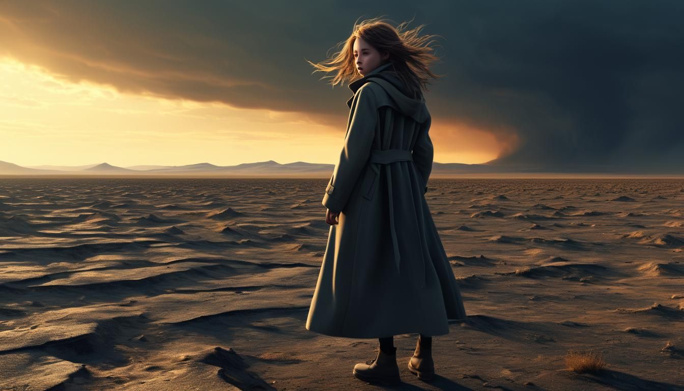 Girl in Wasteland: Hyper-Realistic Digital Art