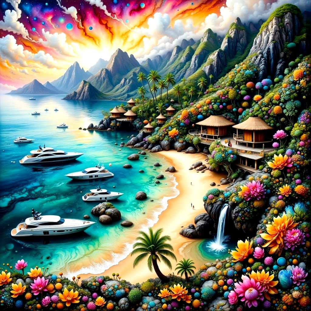 Emerald Mountains Meet Turquoise Waters in Vibrant Hawaiian ...