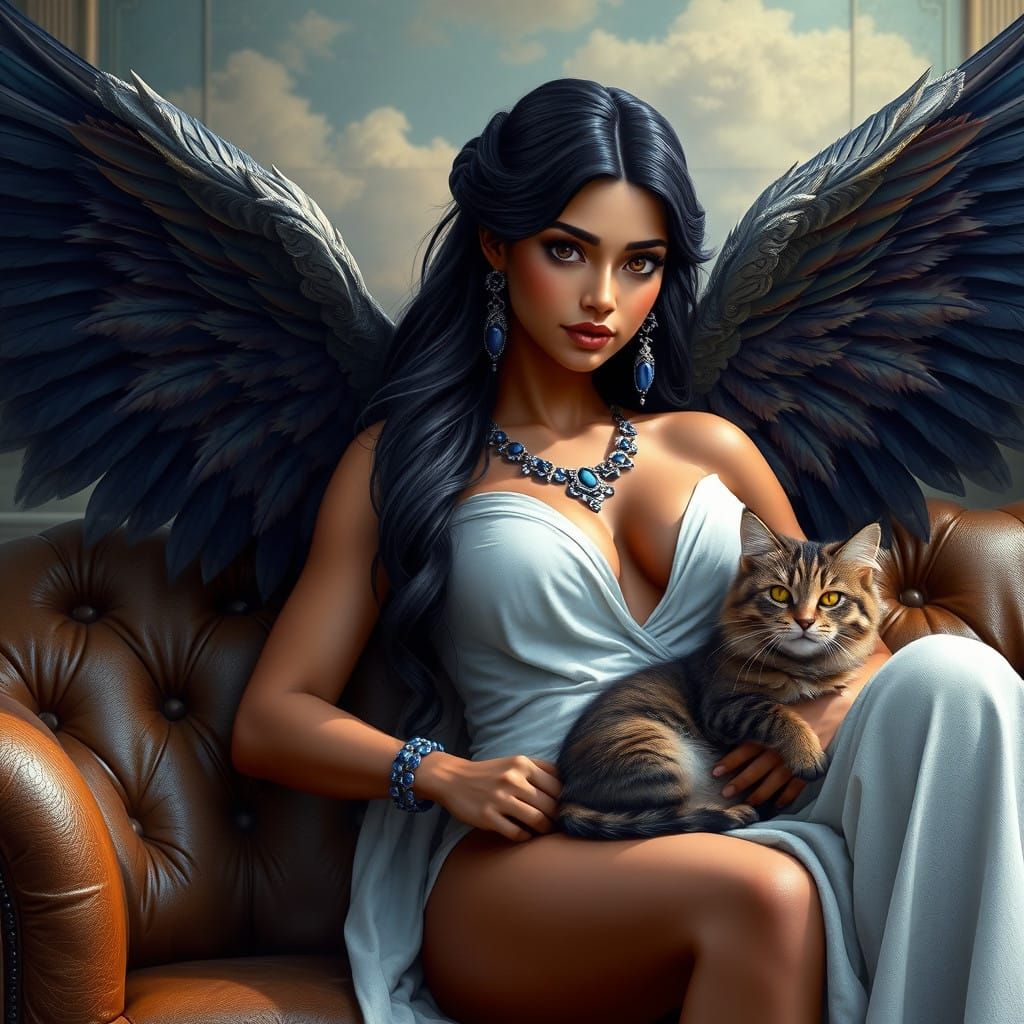 Sensual Ishtar Goddess of Heaven and Earth in Luxurious Fant...