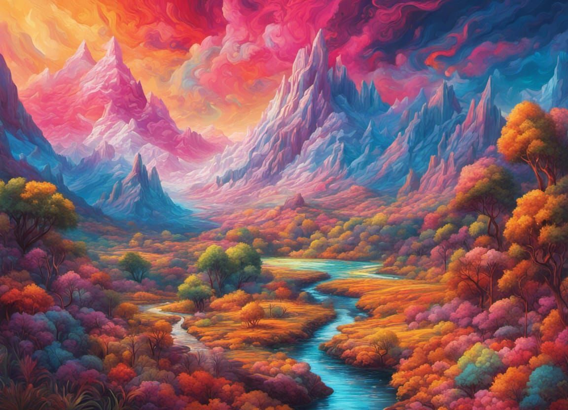 Psychedelic Landscape Art with HDR and Intricate Details