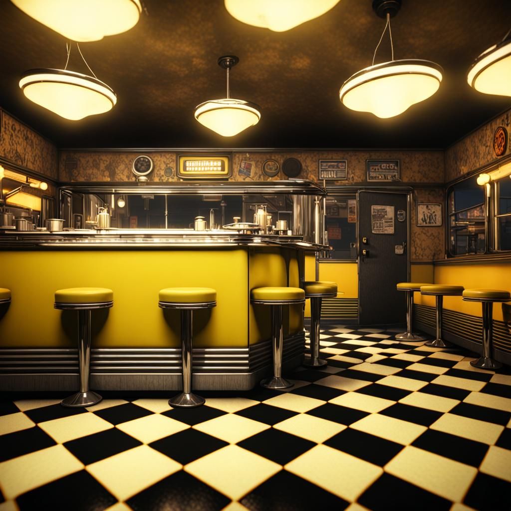 Creepy 1960s Diner in a Liminal Space