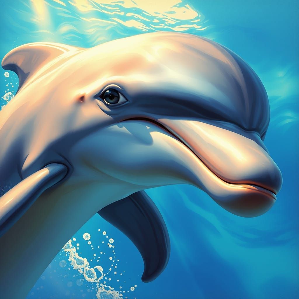 Hyperrealistic Dolphin Concept Art in Tropical Ocean Setting