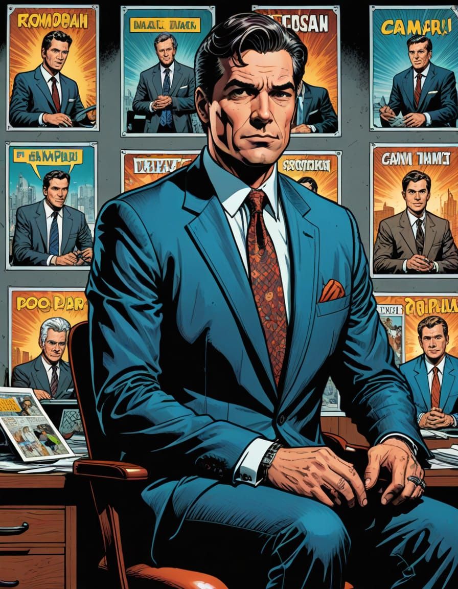 Executive Perry White in Comic Book Style Pop Art