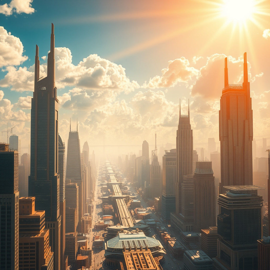 Golden Metropolis: A Futuristic Cityscape